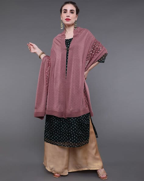 Buy Mauve Pink Shawls Wraps for Women by SAUBHAGYA Online