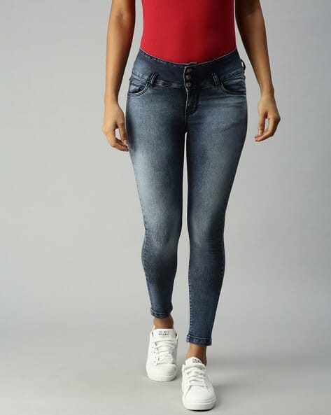 SHOWOFF Mid-Wash Skinny Jeans