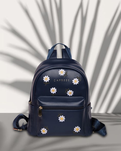 Floral embroidered leather backpack best sale