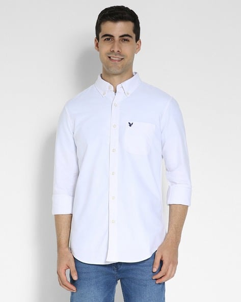 Buy AMERICAN EAGLE Men Slim Fit Shirt with Patch Pocket Online | Ajio.com