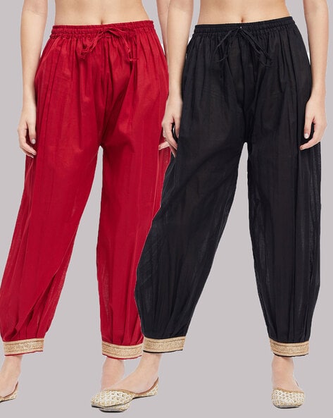 Women Pack of 2 Salwars with Drawstring Waist Price in India