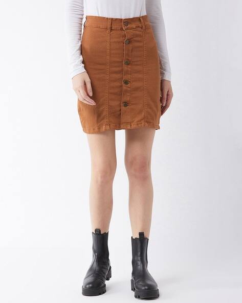 Women A-Line Skirt with Button Closure
