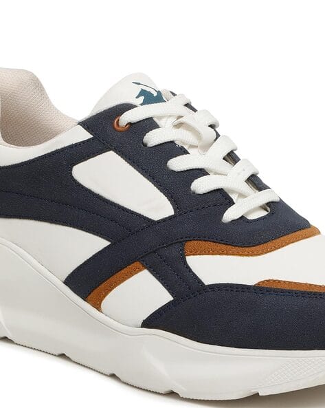 Cantabil White Lace Up Tennis Shoes Lace Up Black Sneakers White