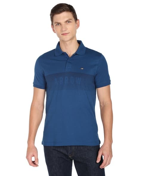 Arrow Sports Men Brand Print Regular Fit Polo T-Shirt
