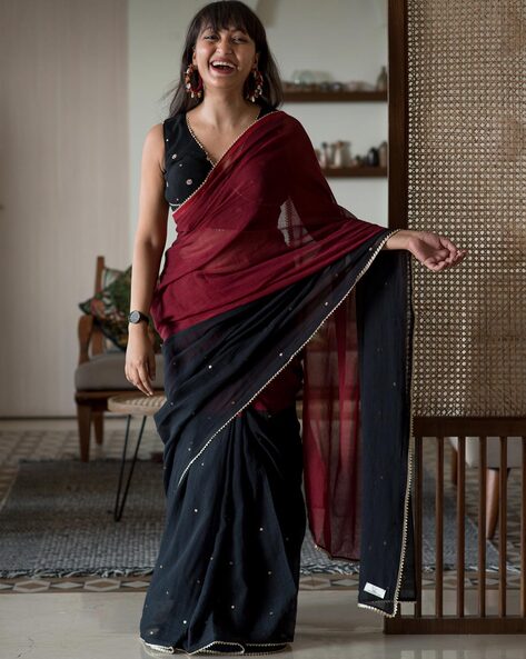 Cotton Saree with Lace Border