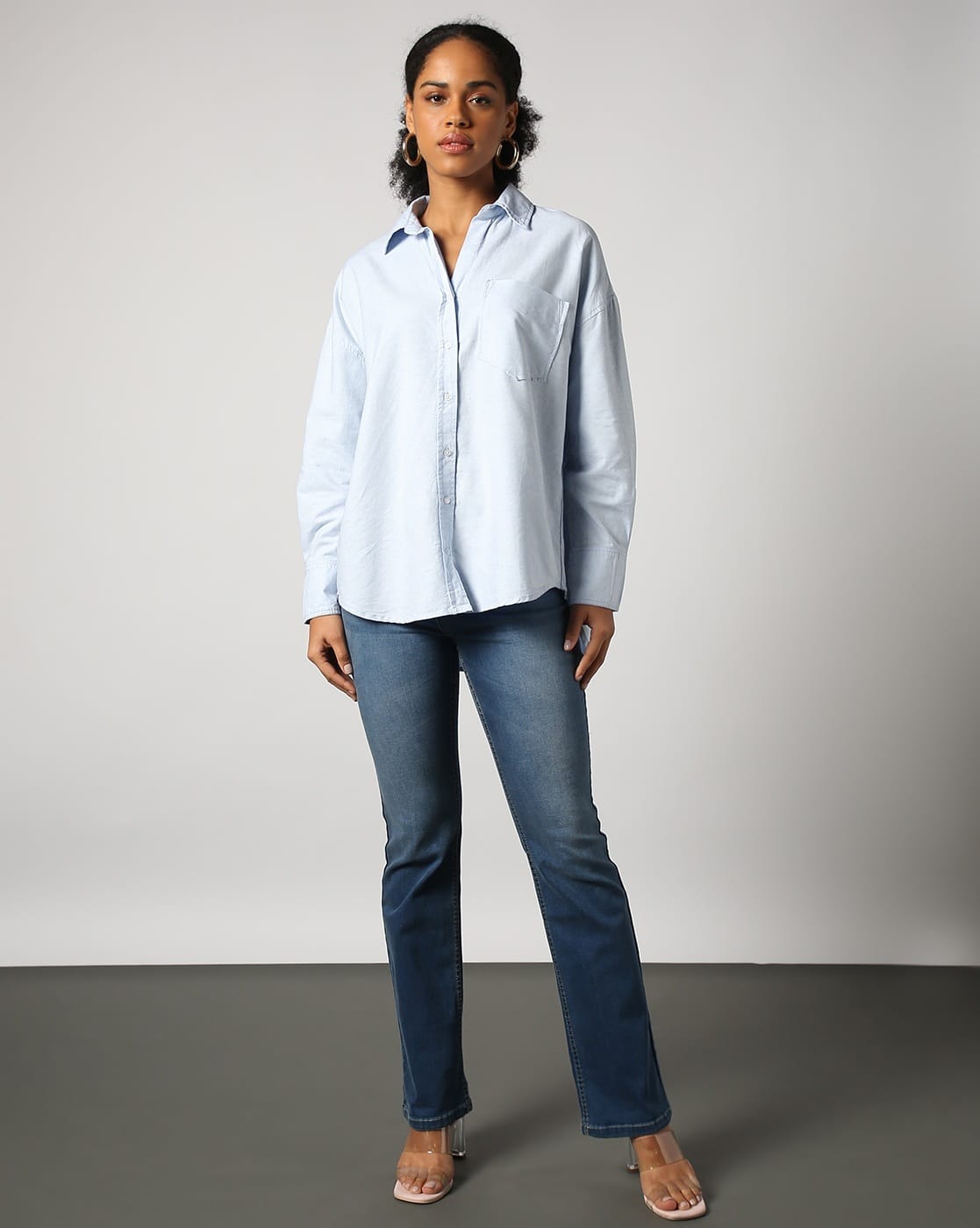 Buy Outryt by AZORTE Oversized Oxford Shirt Online | Ajio.com