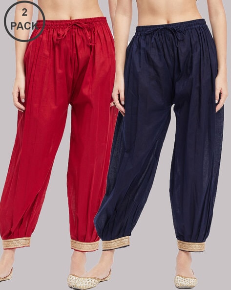 Women Pack of 2 Salwars with Drawstring Waist Price in India