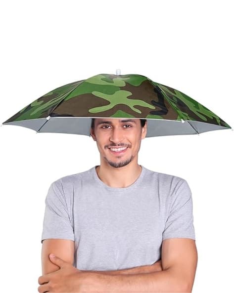Men Camouflage Print Head Umbrella - Main Image