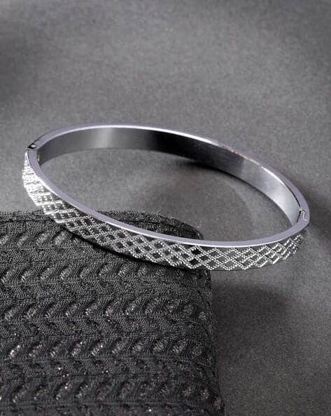 Stainless Steel Dotted Pattern Kada Bracelet - Main Image