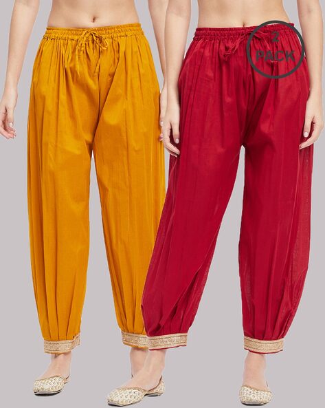 Women Pack of 2 Salwars with Drawstring Waist Price in India