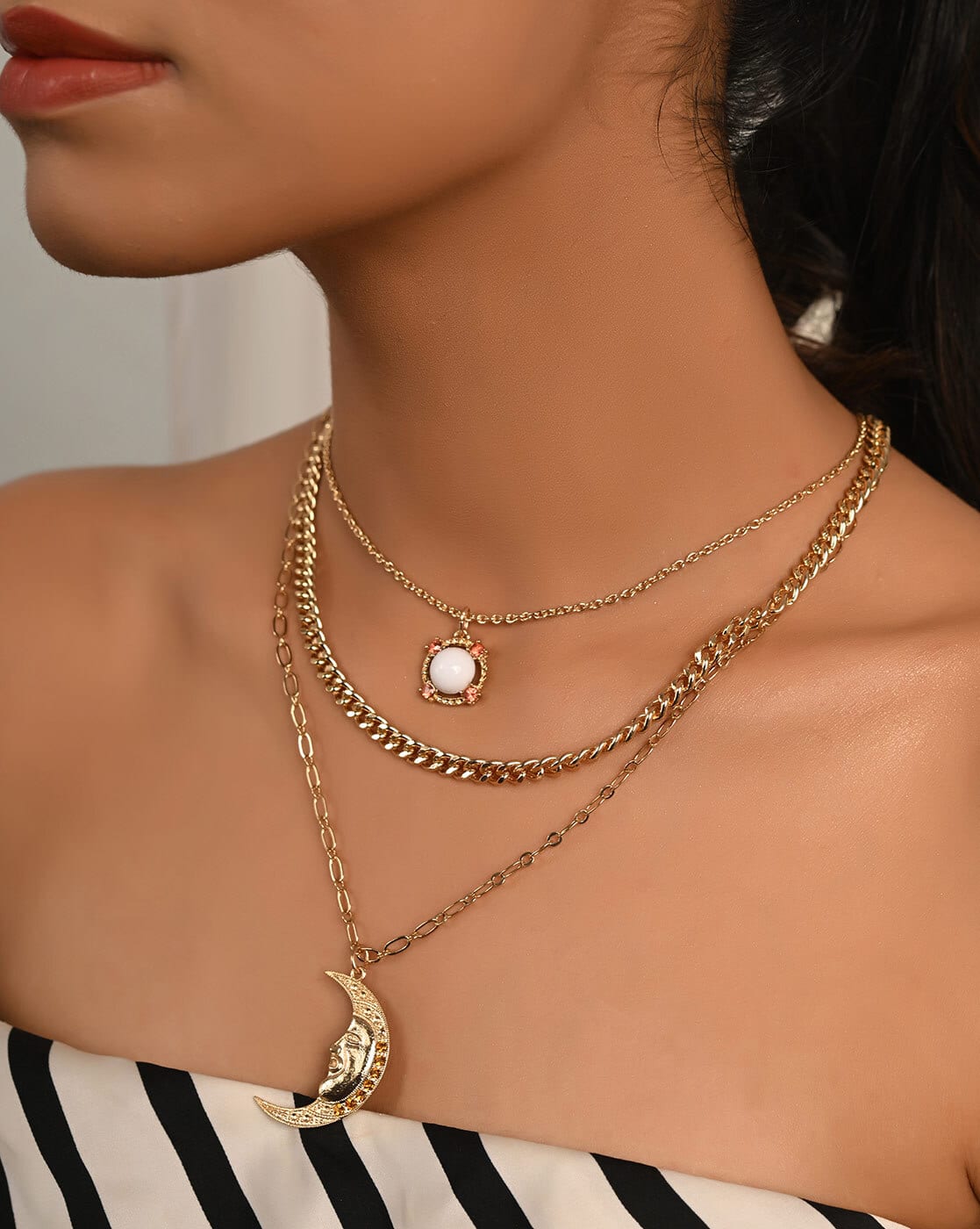 アクセサリー Octi Layered  Pendant Necklace ORAZIO 2PCS Layered Necklace for Women Girl Cross Blessed Virgin