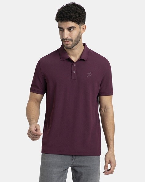Men Regular Fit Polo T-Shirt with Short Sleeves