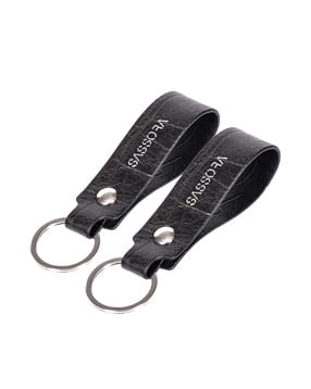 sassora Set of 2 Logo Print Leather Key Chains-picture-39