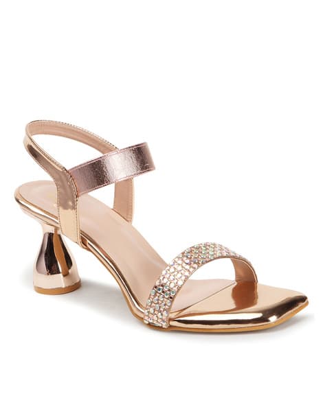 Women Embellished Open-Toe Stilettos