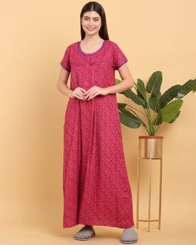 sweet dreams Women Floral Print Round-Neck Nightie-picture-51