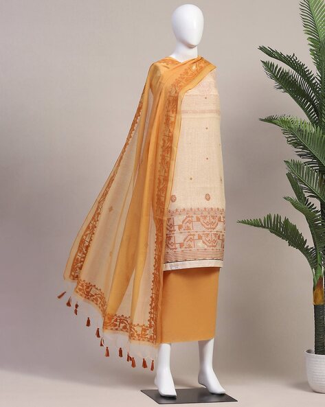 Women Handloom 3-Piece Dress Material Price in India