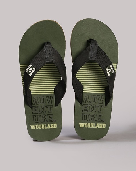 Woodland Men Striped Thong-Strap Flip-Flops