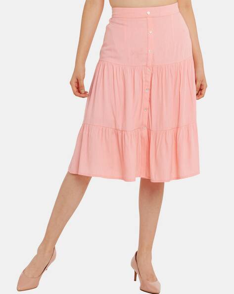 Zink London Tiered Skirt with Front-Buttons