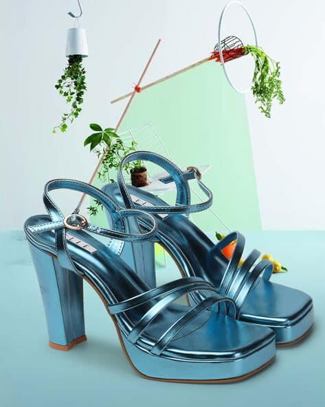 Women Chunky Heeled Sandals with Ankle-Strap