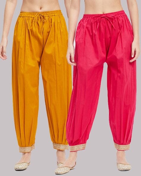 Women Pack of 2 Salwars with Drawstring Waist Price in India