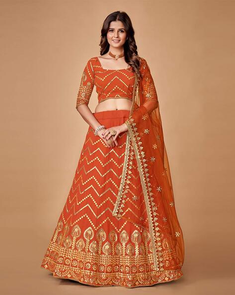 Buy Orange Lehenga Choli Sets for Women by FUSIONIC Online Ajio