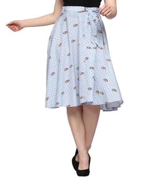 Micro Print Wrap Skirt