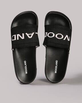 Men Knitted Logo Slides