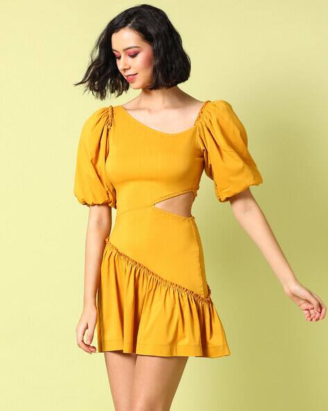 Ruffled Puff Sleeve Dress