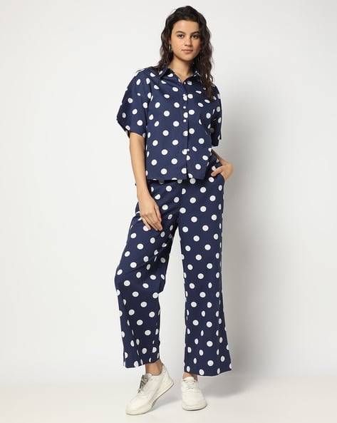 Women Polka-Dot Print Regular Fit Cotton Pants