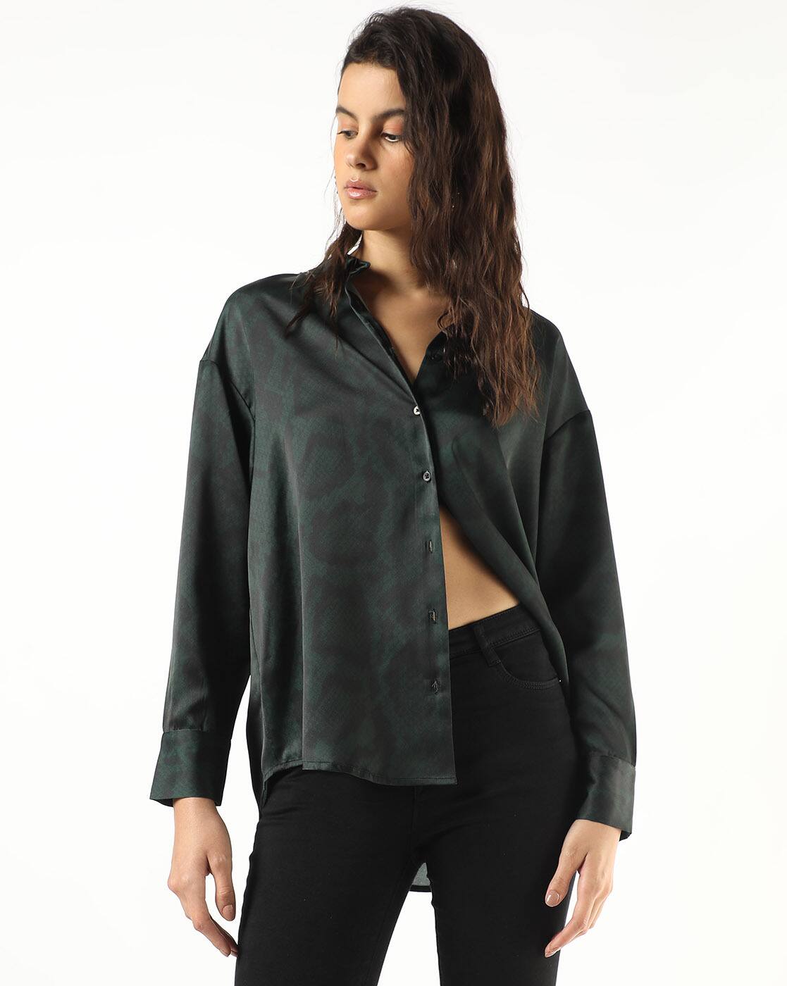 Buy Black Shirts for Women by Outryt by AZORTE Online | Ajio.com