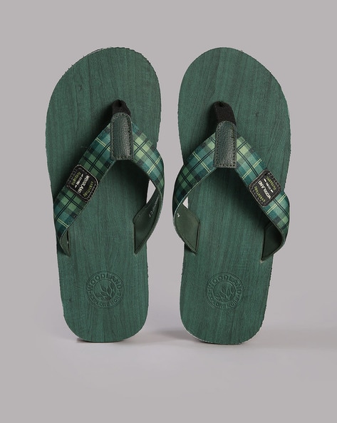 Woodland Men Checked Thong-Strap Flip-Flops