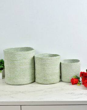 lavichitra Set of 3 Braided Cotton Planter Baskets-picture-47