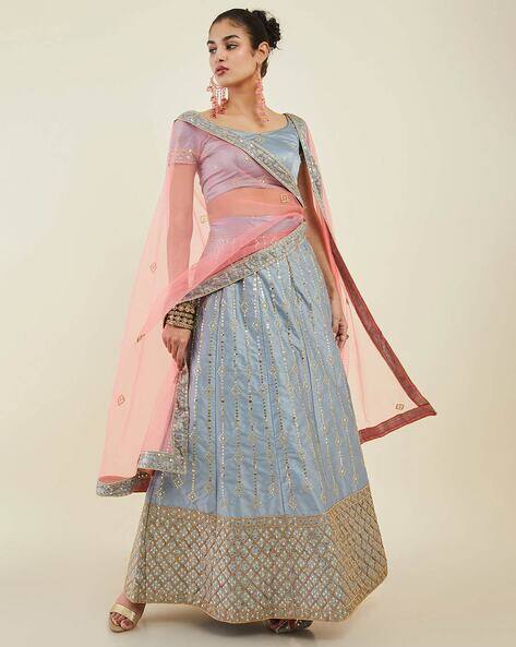 Embellished 3-Piece Unstitched Lehenga Choli Set