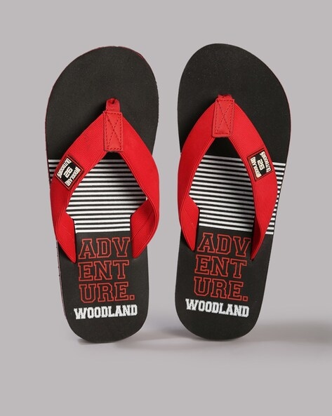 Woodland Men Printed Thong-Strap Flip-Flops