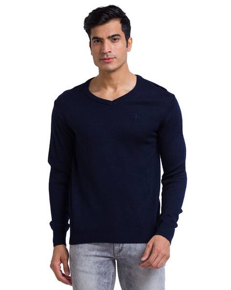 PARX Logo Print V-Neck Pullover