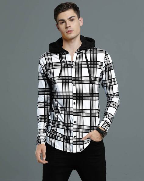 Shirt with hood mens sale