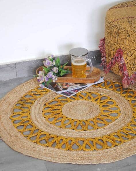Buy Art Avenue Handmade Jute Round Rug 5' x 5' | Orange Color Home