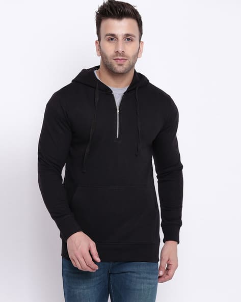 Slim Fit Hoodie with Half-Zip Closure