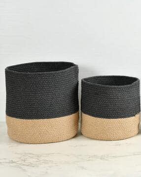 lavichitra Set of 2 Braided Cotton Planter Baskets-picture-41