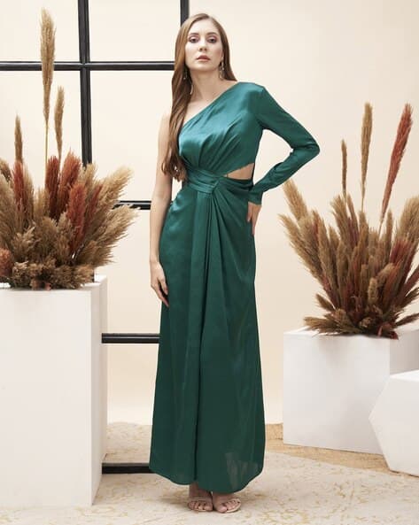 Women One-Shoulder Sleeve A-Line Dress