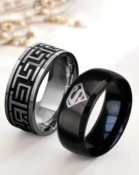 oomph Pack of 2 Men Silver-Plated Cocktail Rings-picture-16