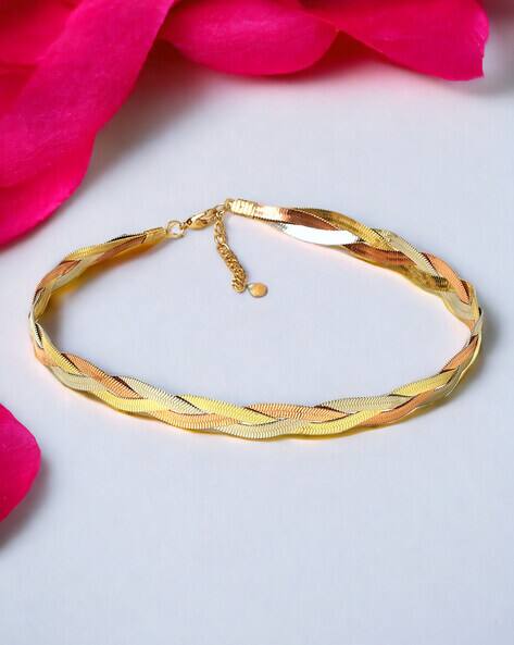 Fabula Women Braided Gold-Plated Choker Necklace