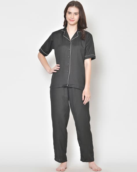 Buy Black Night&LoungeWearSets for Women by CATION Online