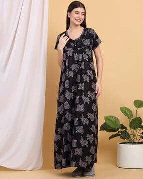 sweet dreams Women Floral Print Round-Neck Nightie-picture-15