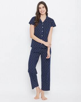 clovia Micro Print T-shirt & Pyjamas Set-picture-29