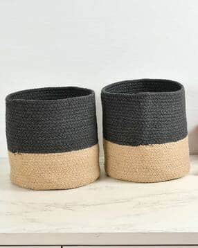 lavichitra Set of 2 Braided Cotton Planter Baskets-picture-24