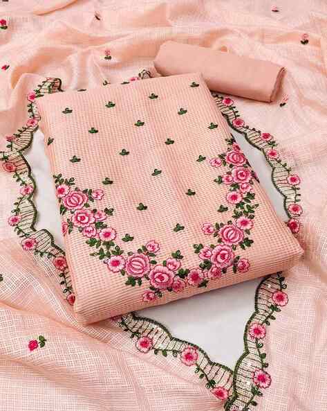 Women Embroidered Unstitched Dress Material Price in India