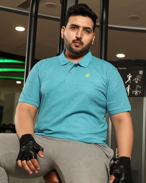 Instafab Plus Men Heathered Relaxed Fit Polo T-Shirt