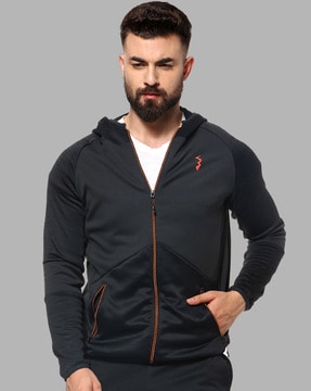 Hooded jacket with zipper best sale