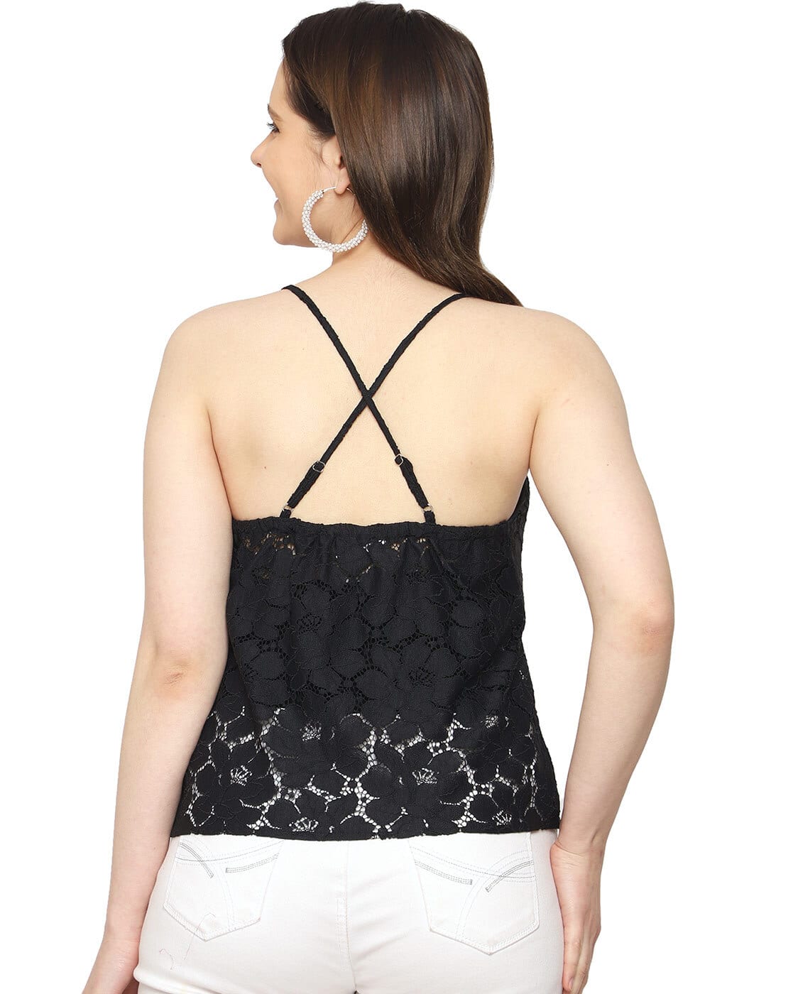 トップス andwang Cross lace tanktop Buy WEAR WE MET Lace Cami Top with Criss-Cros Online | Ajio.com